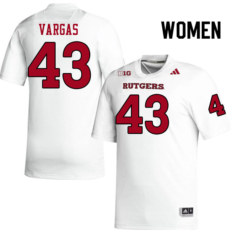 Women #43 Andrew Vargas Rutgers Scarlet Knights 2024 College Football Jerseys Stitched-White